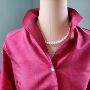 Talbots Silk Magenta colored blouse.